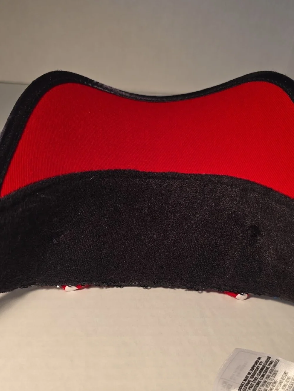 Disney Black Visor Cap with Red White Polka Dot Bow. FABOWLOUS.